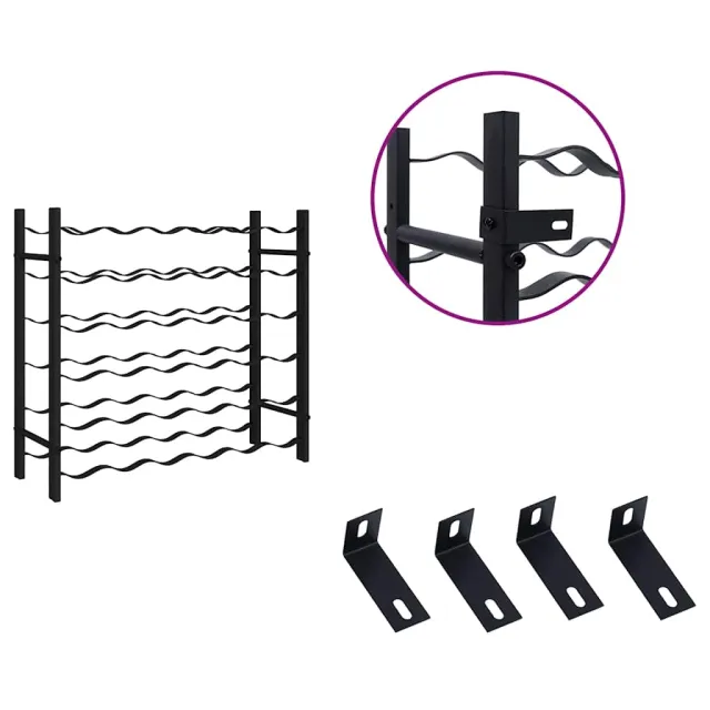 Casier à bouteilles pour 36 bouteilles Noir Fer