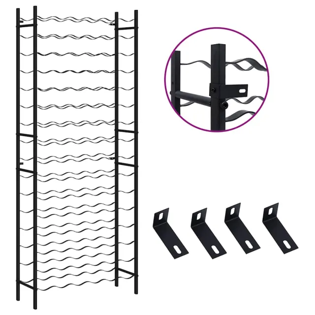 Casier à bouteilles pour 96 bouteilles Noir Fer