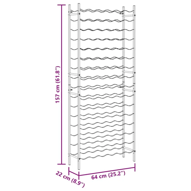 Casier à bouteilles pour 96 bouteilles Noir Fer