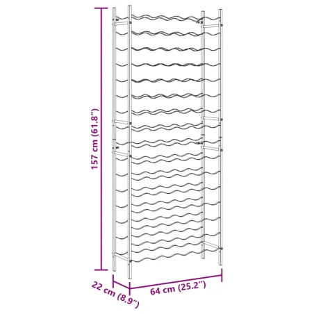 Casier à bouteilles pour 96 bouteilles Noir Fer
