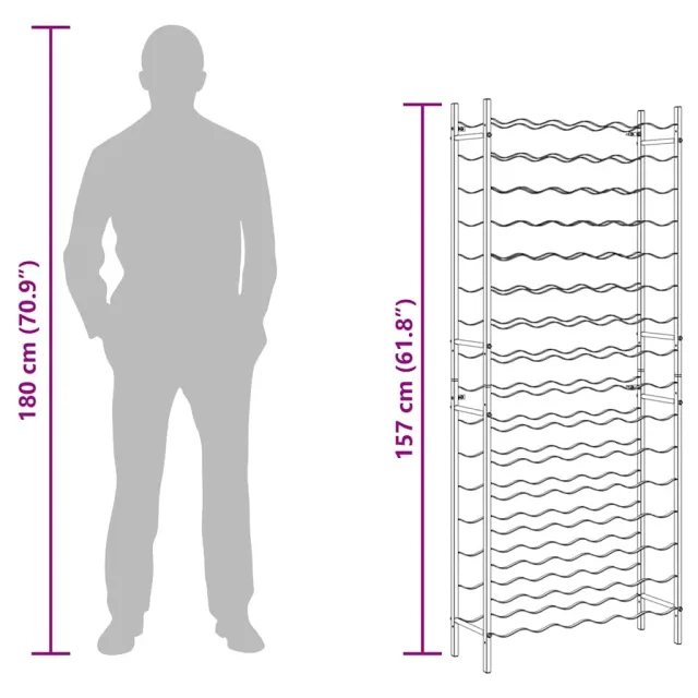 Casier à bouteilles pour 96 bouteilles Noir Fer