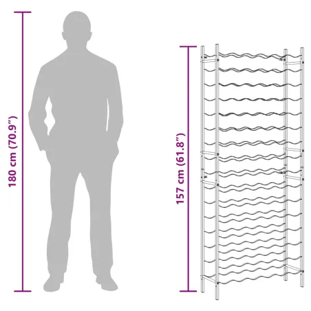 Casier à bouteilles pour 96 bouteilles Noir Fer