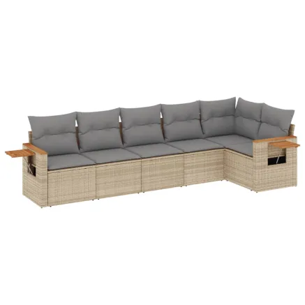 Salon de jardin avec coussins 6 pcs beige résine tressée 2