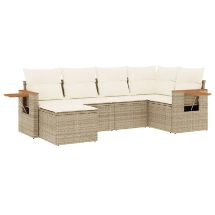 Salon de jardin avec coussins 6 pcs beige résine tressée 2