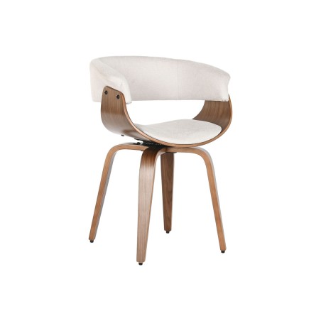 Chaise de Salle à Manger Home ESPRIT Marron Beige Polyester Noyer Pol