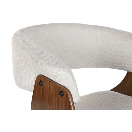 Chaise de Salle à Manger Home ESPRIT Marron Beige Polyester Noyer Pol