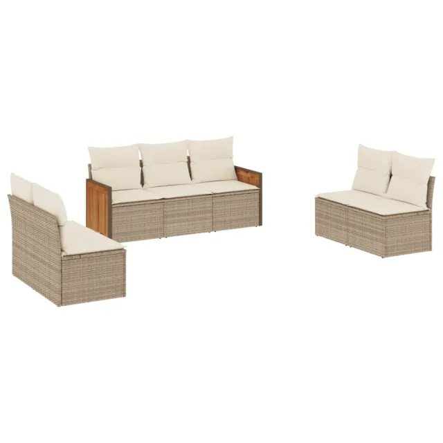 Salon de jardin avec coussins 7 pcs beige résine tressée