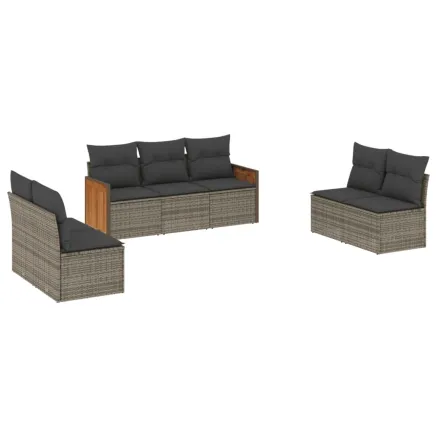 Salon de jardin avec coussins 7 pcs gris résine tressée 2