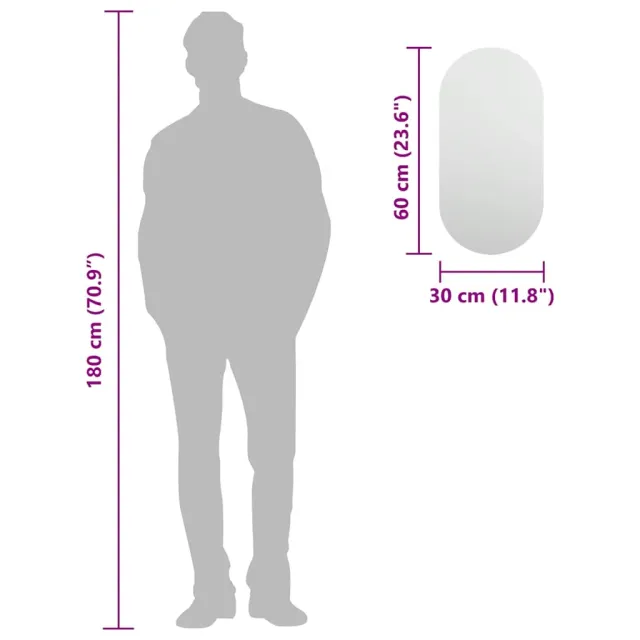 Miroir 60x30 cm Verre