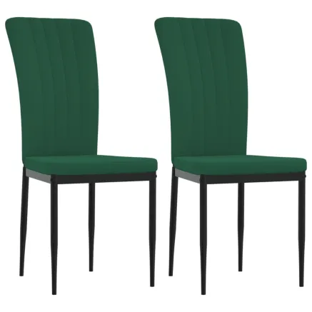 Chaises à manger lot de 2 Vert foncé Velours 2