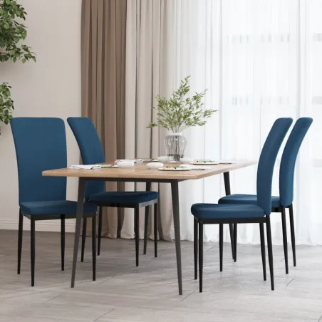 Chaises à manger lot de 4 Bleu Velours