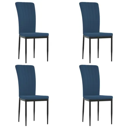 Chaises à manger lot de 4 Bleu Velours 2