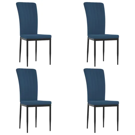 Chaises à manger lot de 4 Bleu Velours