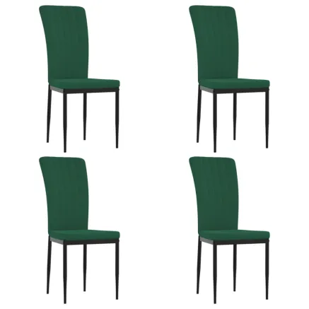 Chaises à manger lot de 4 Vert foncé Velours 2