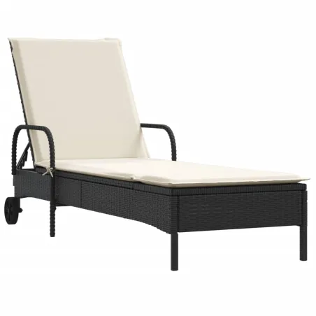 Chaises longues avec coussins lot de 2 noir résine tressée