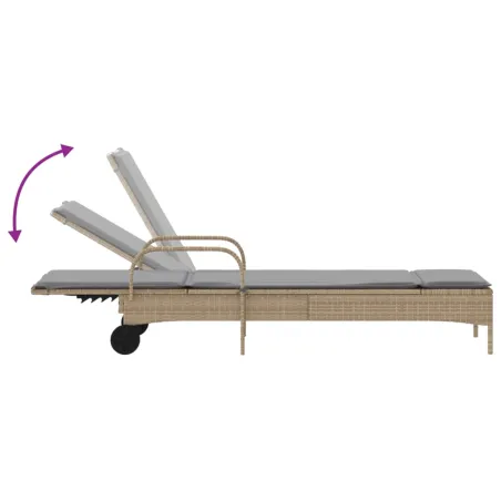 Chaises longues avec coussins lot de 2 beige résine tressée