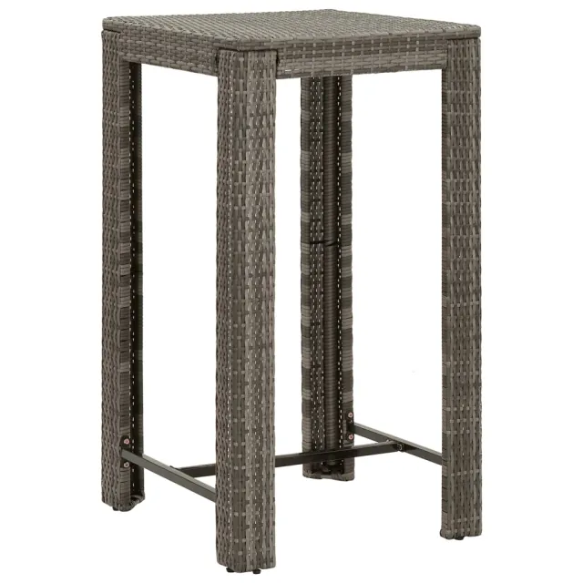 Ensemble de bar de jardin 3 pcs et coussins gris résine tressée