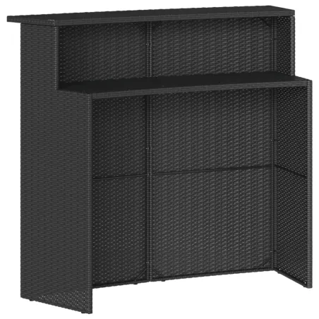 Ensemble de bar de jardin 3 pcs avec coussins noir poly rotin