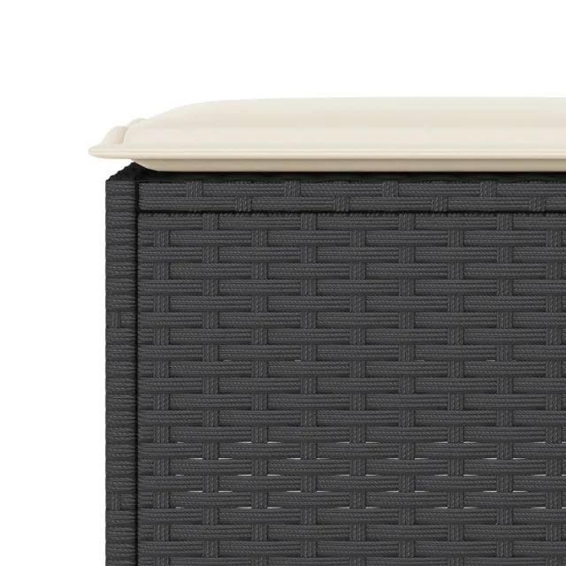 Ensemble de bar de jardin 3 pcs avec coussins noir poly rotin