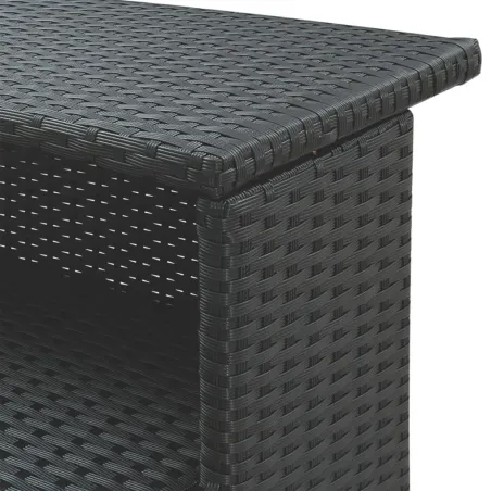 Ensemble de bar de jardin 3 pcs avec coussins noir poly rotin