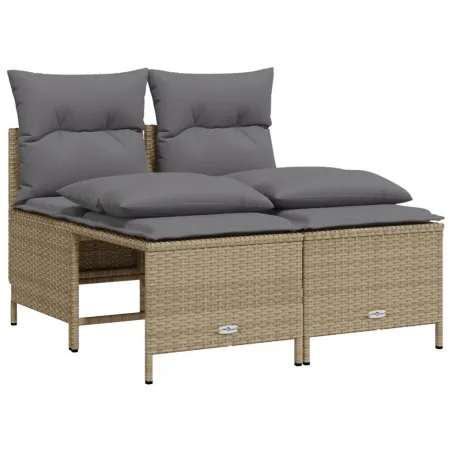 Salon de jardin avec coussins 5 pcs beige résine tressée