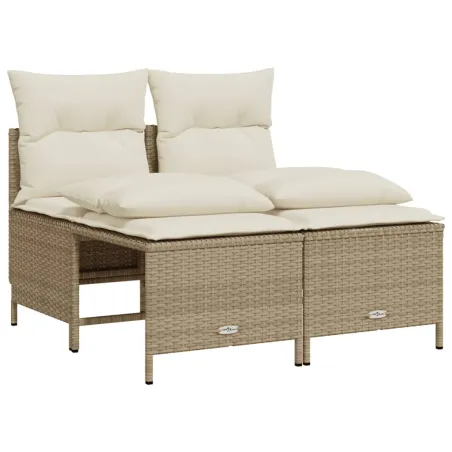 Salon de jardin avec coussins 5 pcs beige résine tressée