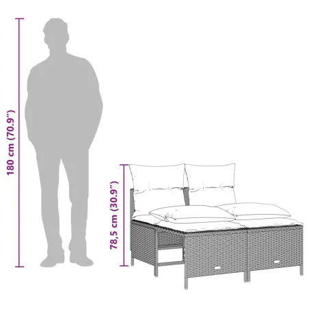 Salon de jardin 5 pcs avec coussins gris clair résine tressée