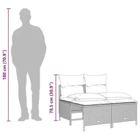 Salon de jardin 5 pcs avec coussins noir résine tressée