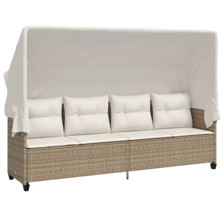 Salon de jardin avec coussins 5 pcs beige résine tressée