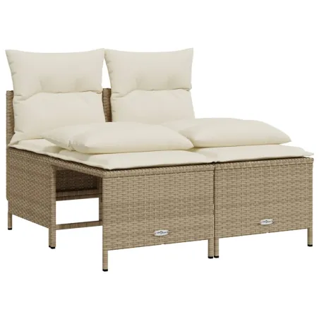 Salon de jardin avec coussins 5 pcs beige résine tressée