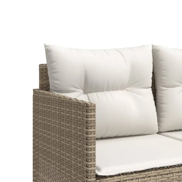 Salon de jardin avec coussins 5 pcs beige résine tressée