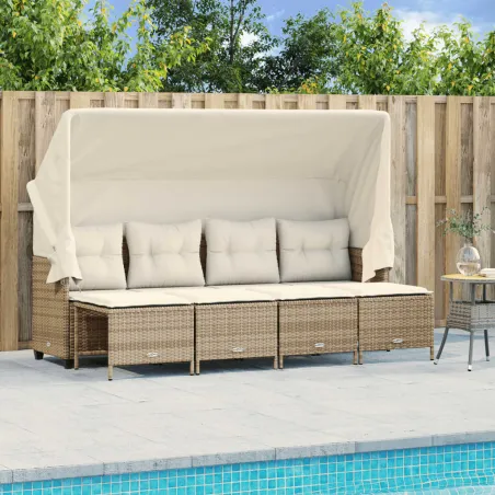 Salon de jardin avec coussins 5 pcs beige résine tressée