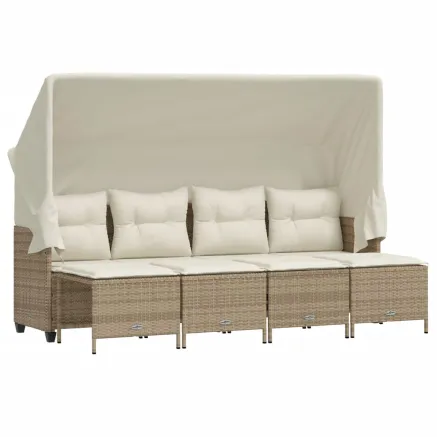 Salon de jardin avec coussins 5 pcs beige résine tressée 2