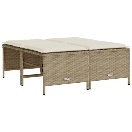 Salon de jardin avec coussins 5 pcs beige résine tressée