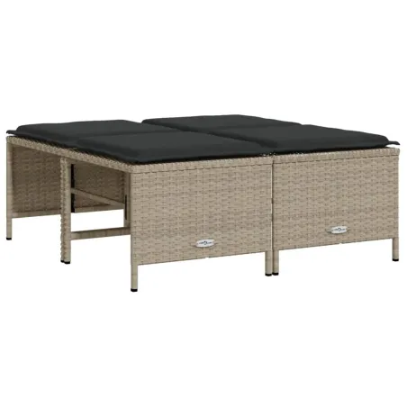 Salon de jardin 5 pcs avec coussins gris clair résine tressée