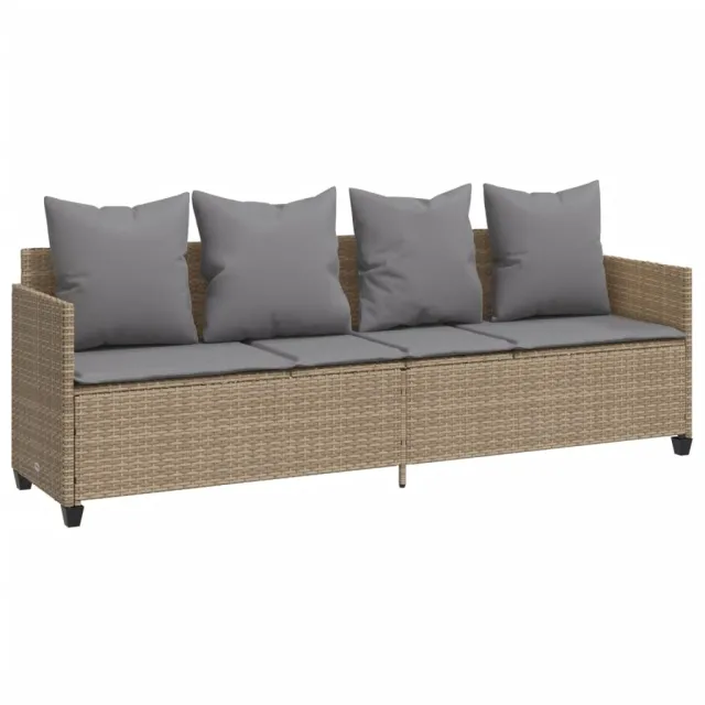 Salon de jardin avec coussins 5 pcs beige résine tressée