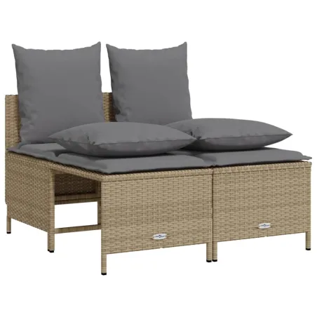 Salon de jardin avec coussins 5 pcs beige résine tressée