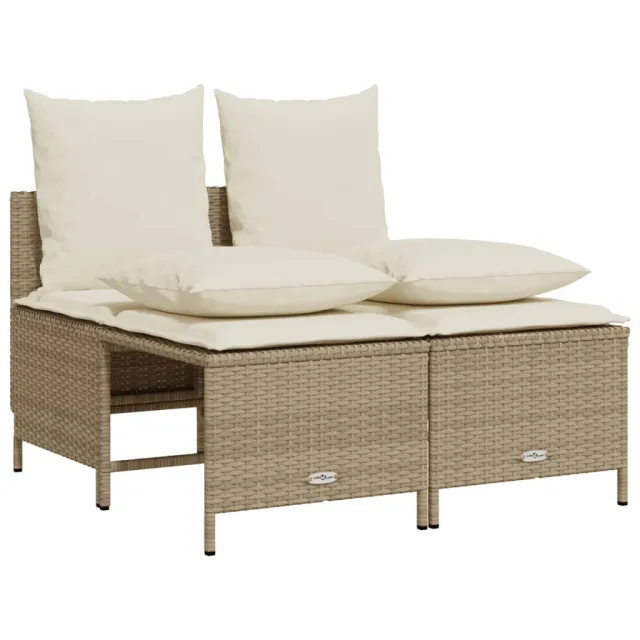Salon de jardin avec coussins 5 pcs beige résine tressée