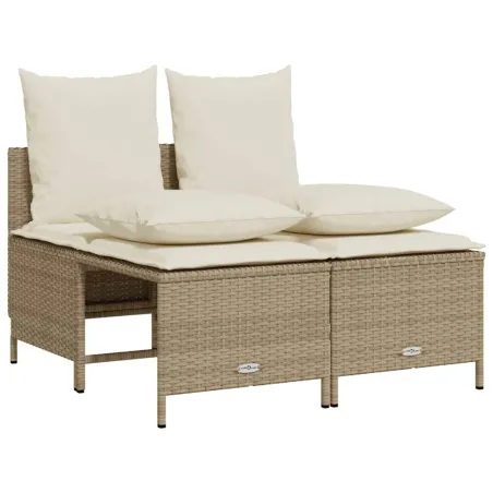 Salon de jardin avec coussins 5 pcs beige résine tressée