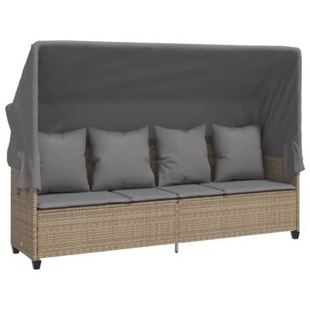 Salon de jardin avec coussins 5 pcs beige résine tressée