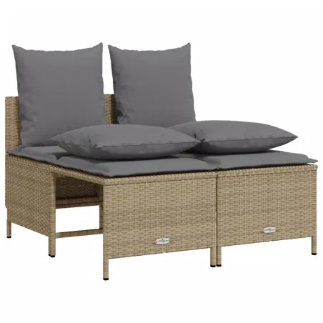 Salon de jardin avec coussins 5 pcs beige résine tressée