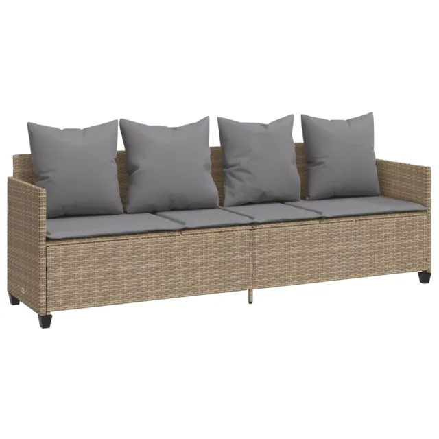 Salon de jardin avec coussins 5 pcs beige résine tressée