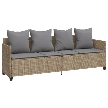 Salon de jardin avec coussins 5 pcs beige résine tressée