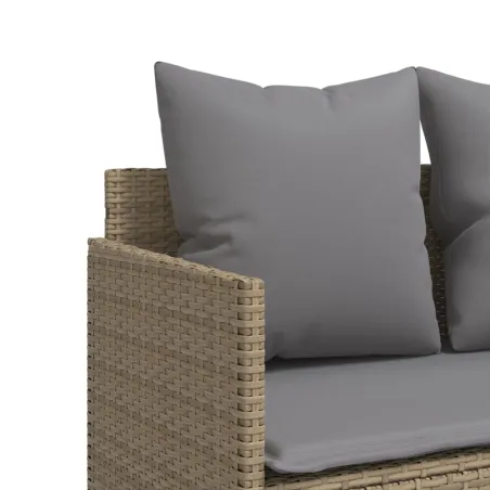 Salon de jardin avec coussins 5 pcs beige résine tressée