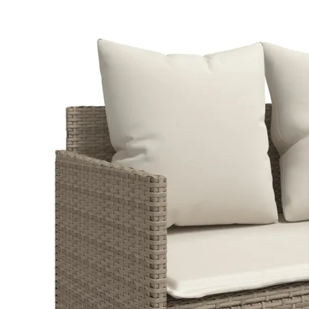 Salon de jardin avec coussins 5 pcs beige résine tressée
