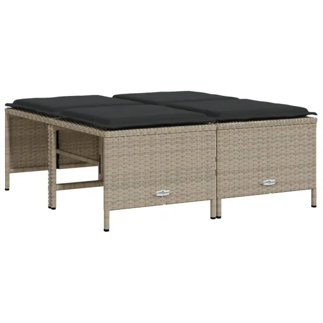 Salon de jardin 5 pcs avec coussins gris clair résine tressée