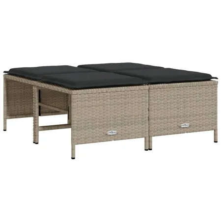 Salon de jardin 5 pcs avec coussins gris clair résine tressée