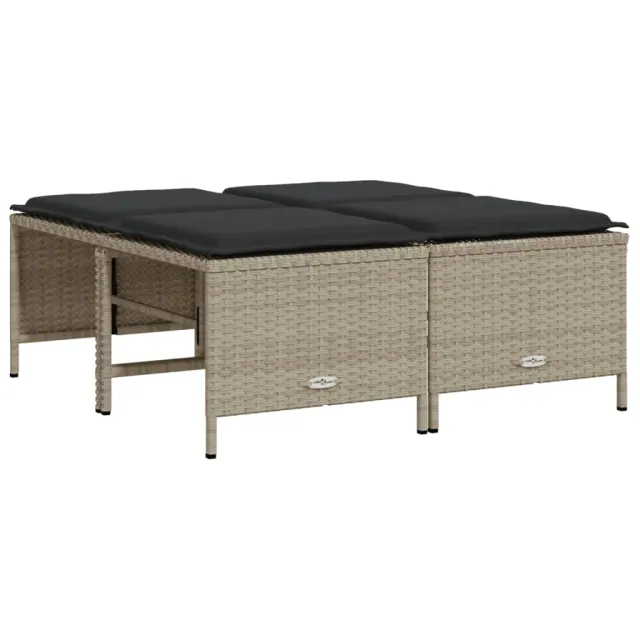 Salon de jardin 5 pcs avec coussins gris clair résine tressée