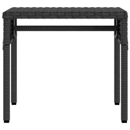 Chaises longues lot de 2 avec auvents et table noir poly rotin