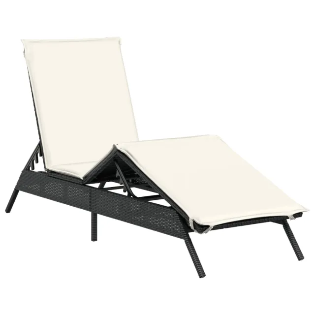 Chaises longues avec coussins lot de 2 noir résine tressée